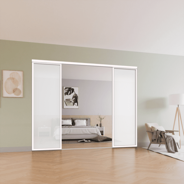 4 Panel Commercial Frosted Film Glass Sliding Room Divider - Image 13
