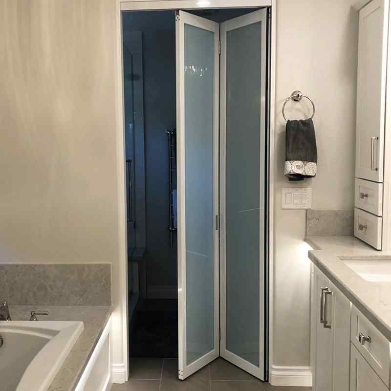 Bathroom separator bi-fold doors