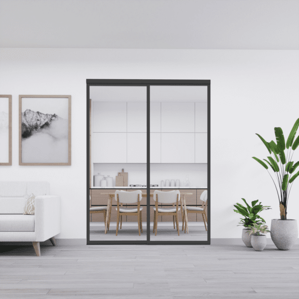 2 Panel Clear Glass Sliding Room Divider - Image 4