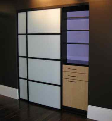 Frosted glass sliding closet door 