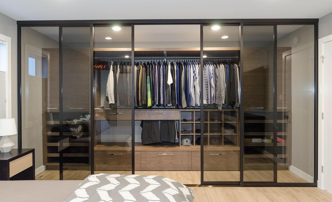 4 Door Closet, Charcoal, Smoked Clear, Double Track
