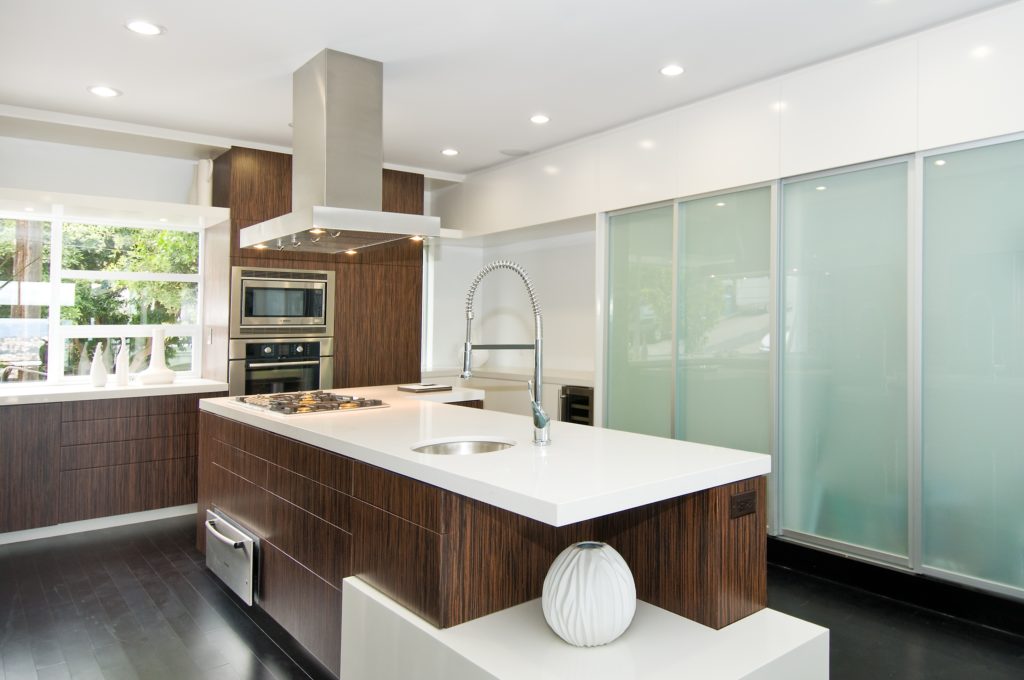 glass wall slide doors in a kitchen