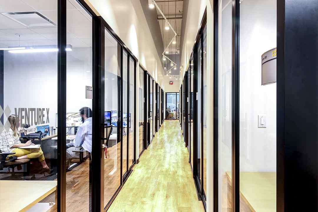 5 Fixed Panel black frame clear glass coworking spaces