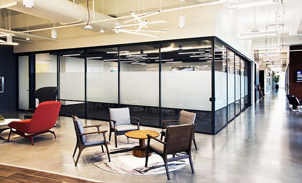 Glass meeting room partition