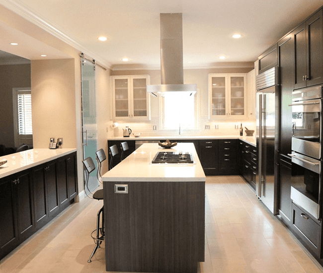 Display fridge white and black glass sliding doors. Modern