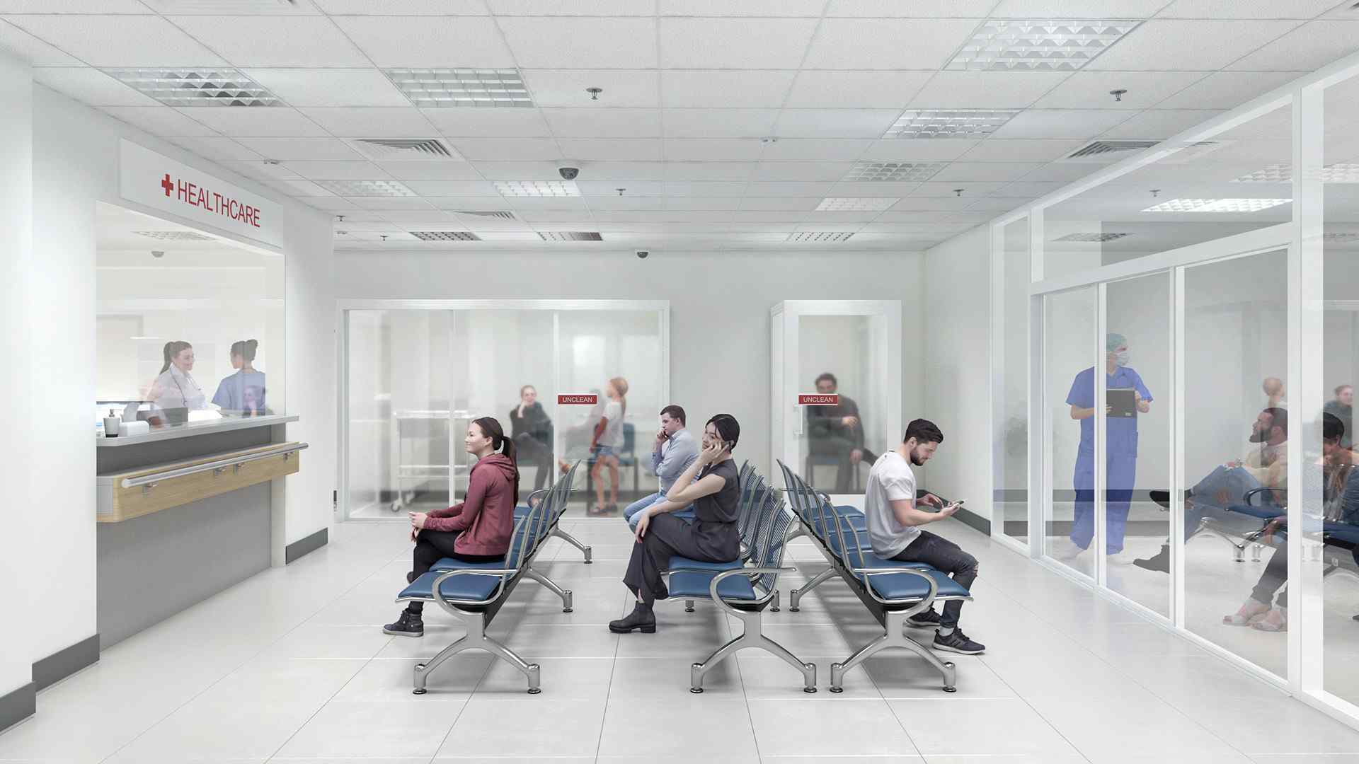 Medical waiting room space dividers