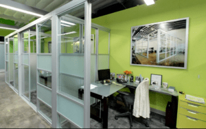 Glass office space dividers