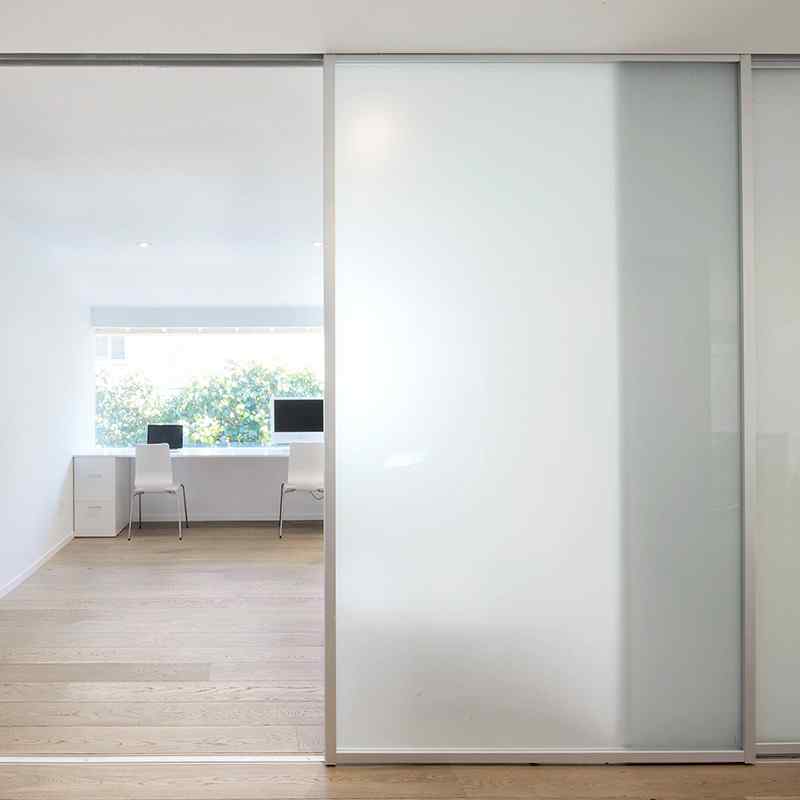 Custom slide doors with frosted glass for living room office