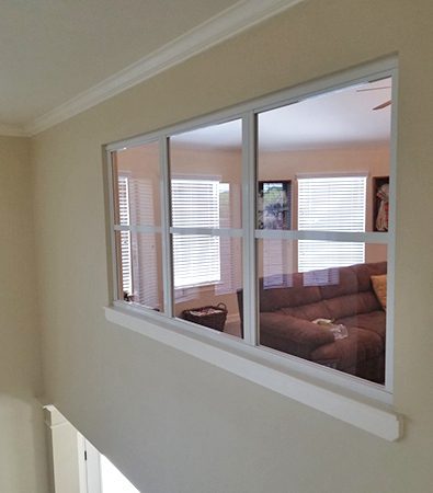 Indoor living-room fixed loft clear window with white the frame