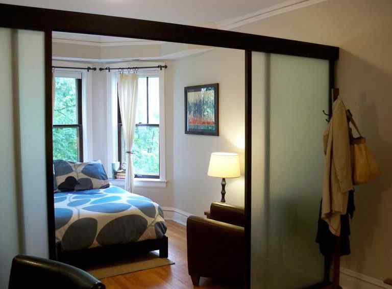 Bedroom sliding door divider