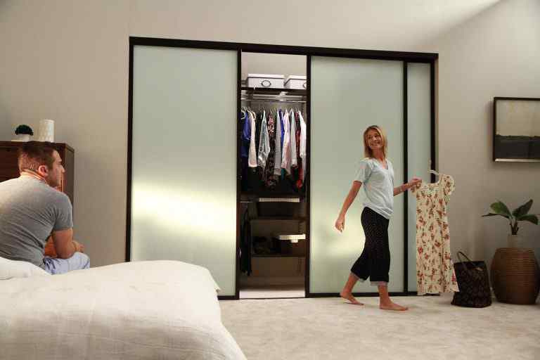 Bedroom closet frosted glass sliding door