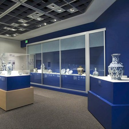 Museum display enclosure glass sliding doors