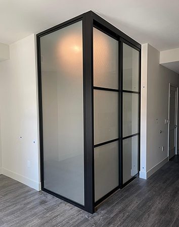 Room corner frosted sliding door divider