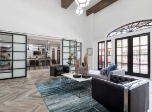 sliding barn doors in a large open space