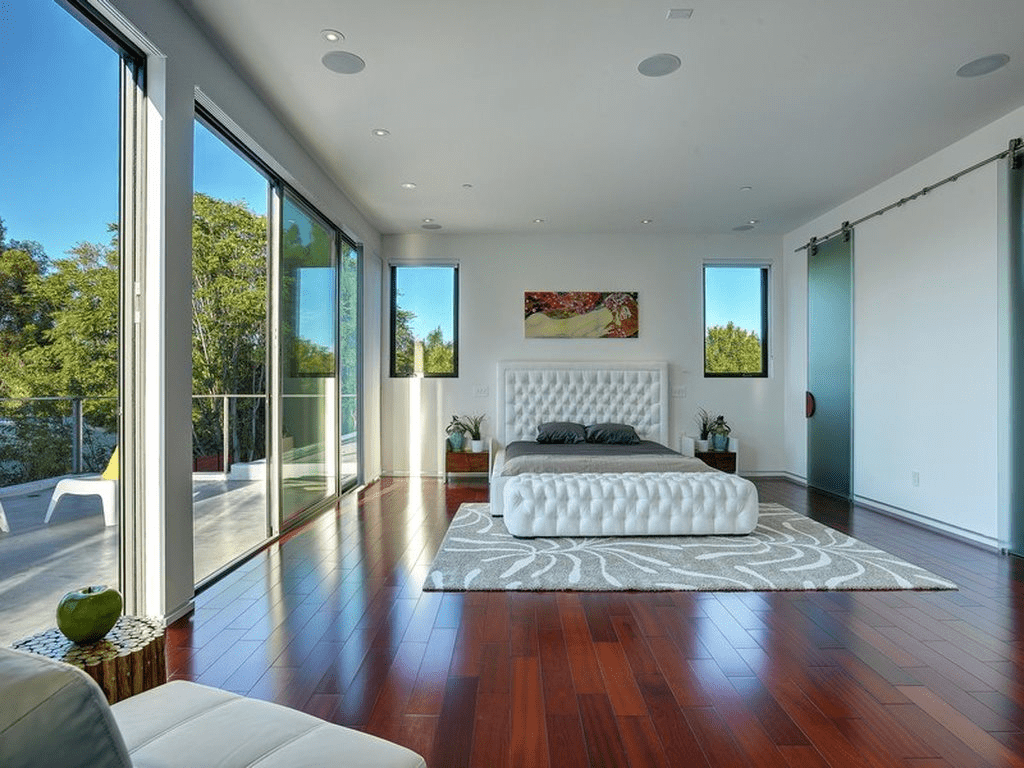 bedroom room interior with a huge view windows