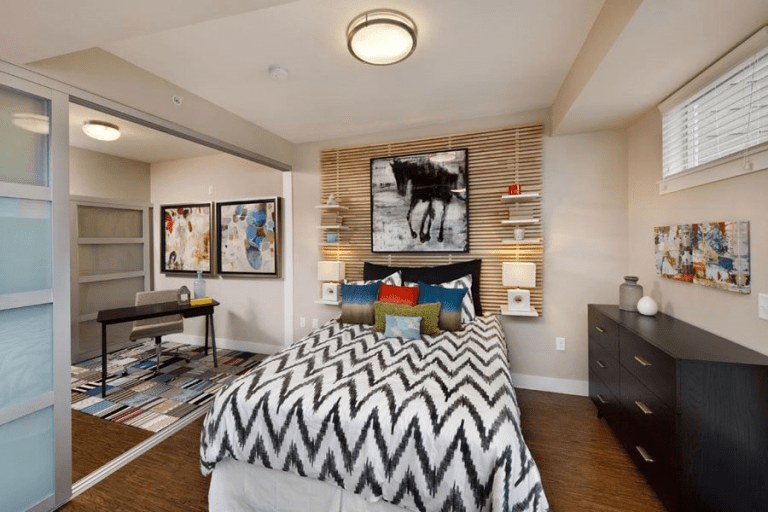 bedroom with sliding glass doors