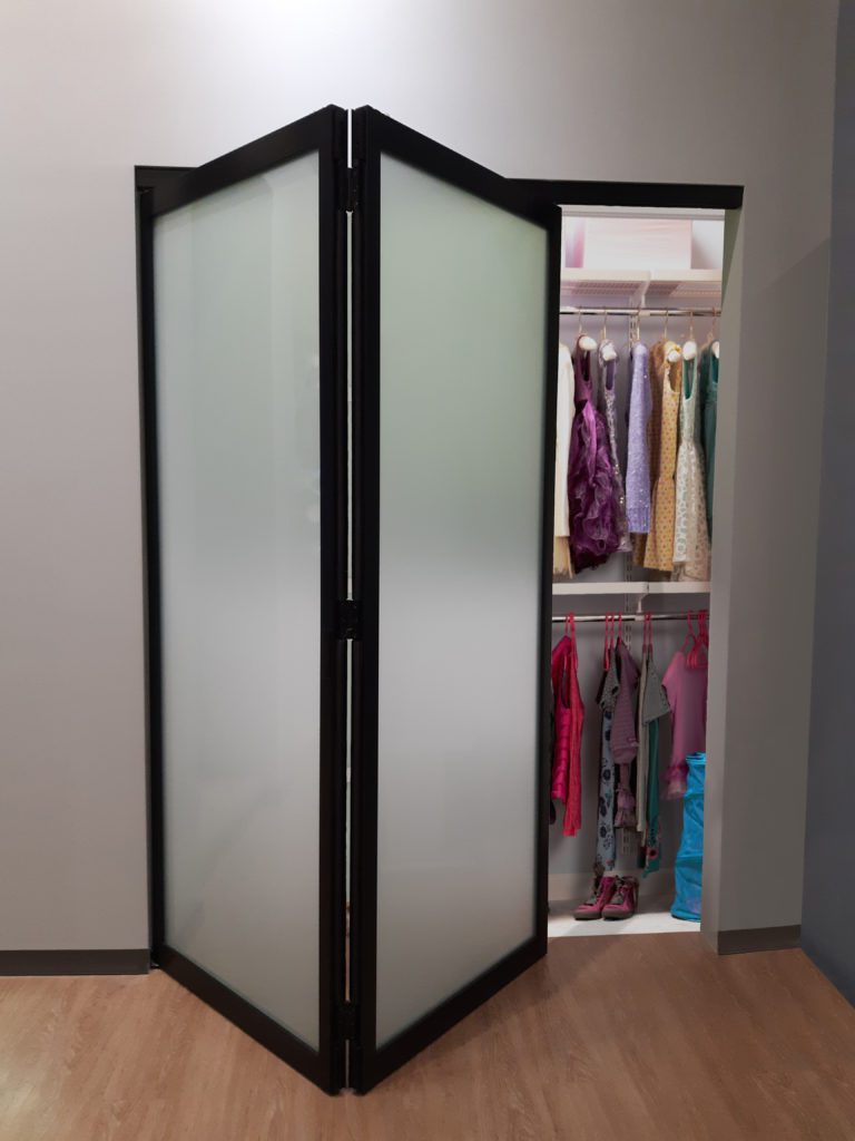 Frosted glass bi fold closet doors