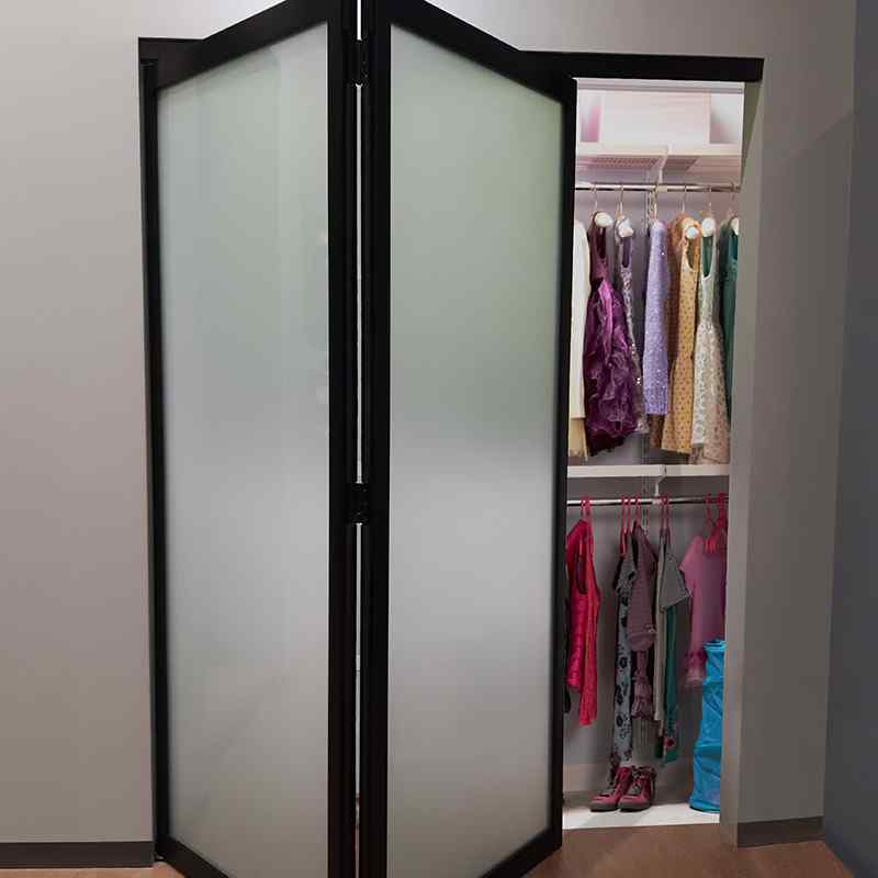 glass bi-fold closet door black