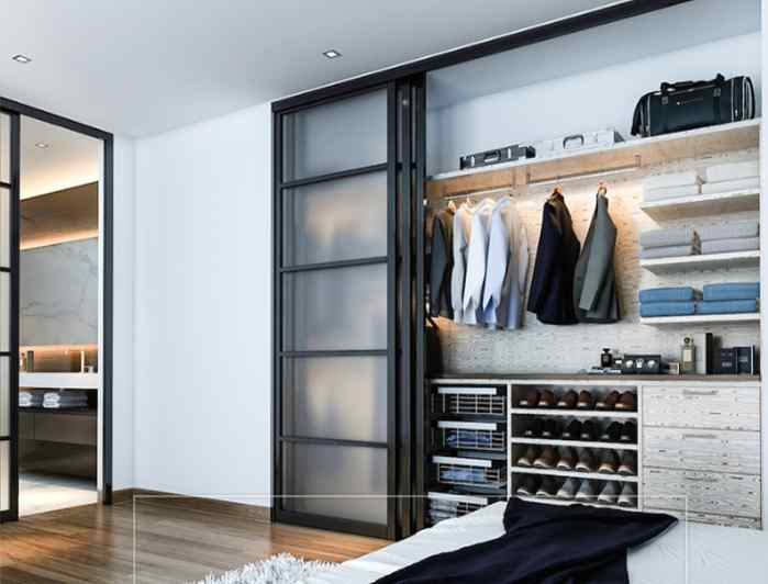 closet charcoal frame frosted glass