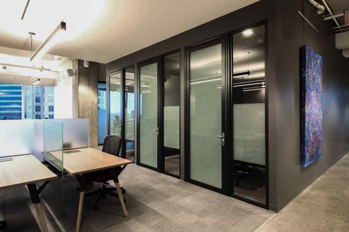 corporate office privacy phone booths with laminated glass swing doors