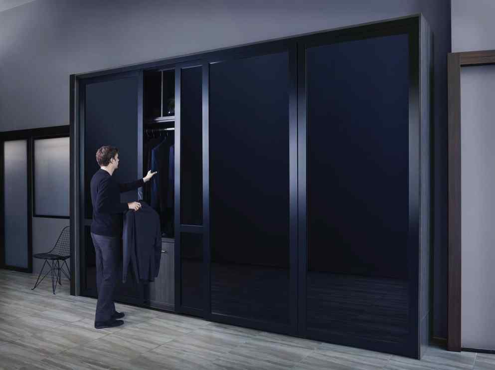 modern high quality black glass closet doors