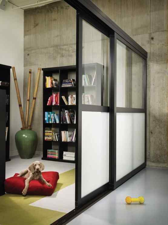 modern loft custom room divider with combo split glass doors