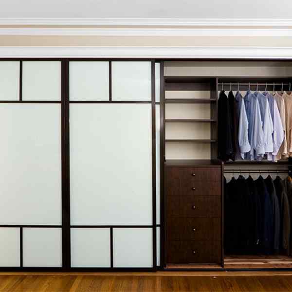 T Light Luxury Minimalist Glass Door Household Wardrobe Solid Wood Sliding Doors Sliding Doors Bedroom Wardrobe Z 