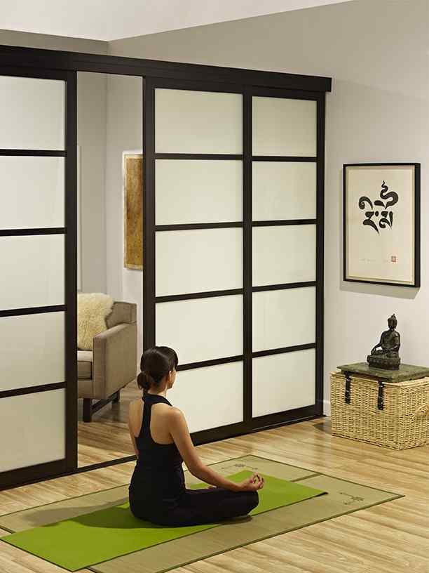 room divider frosted glass private home office meditation room